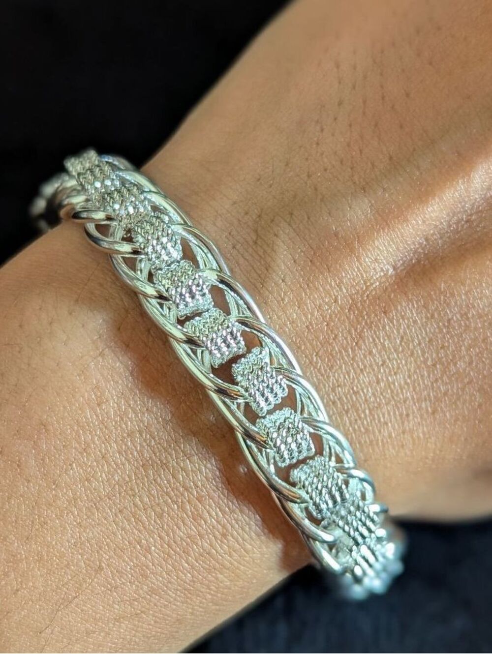 Chunky Sterling Silver Chain Link Toggle Bracelet 925